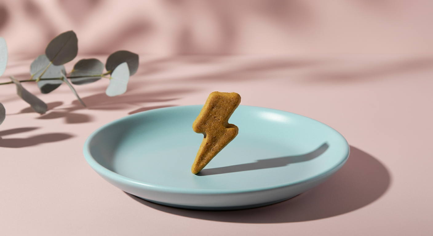 エネルギーを象徴する稲妻の形をした犬用おやつ