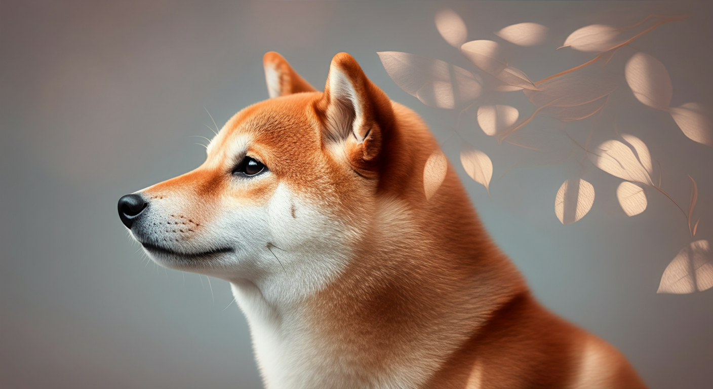 柴犬の首筋に木漏れ日が落ちている、光と影が美しい抽象的な写真。