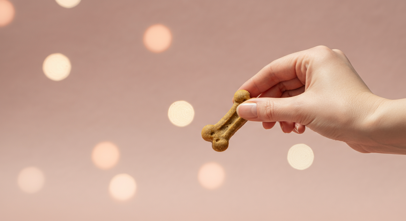 人が手に持った、特別で美味しそうなおやつに焦点を当てたクローズアップ写真。