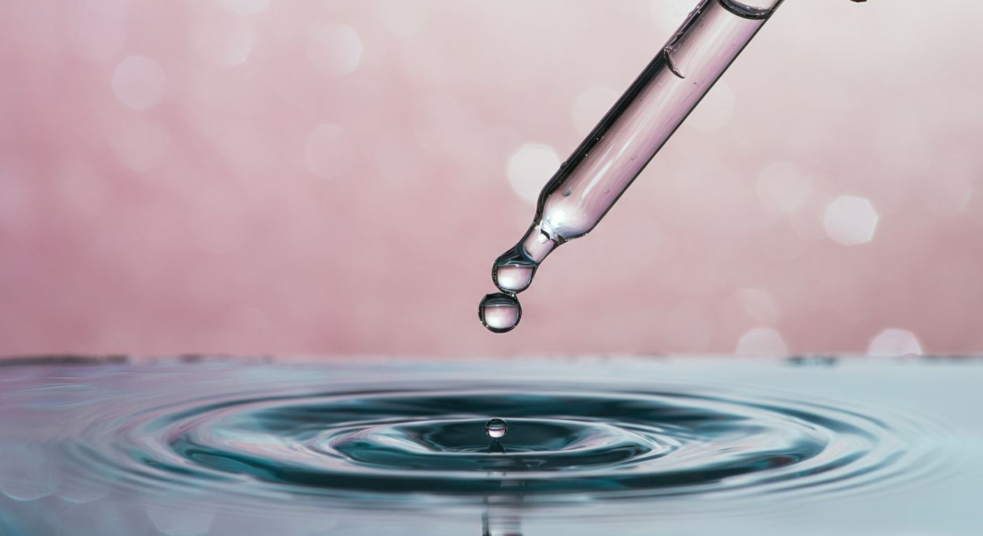 水面に一滴の水が落ちて波紋が広がっている様子