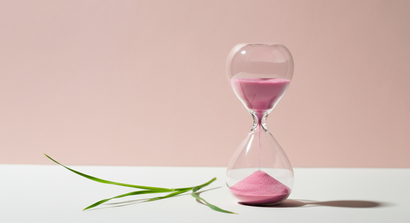 芝生の横に置かれた砂時計