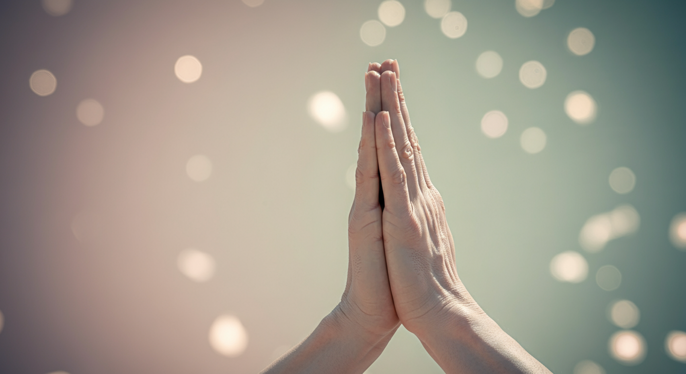 丁寧に頭を下げてお辞儀をしている人の、胸から下のジェスチャーを写した写真。