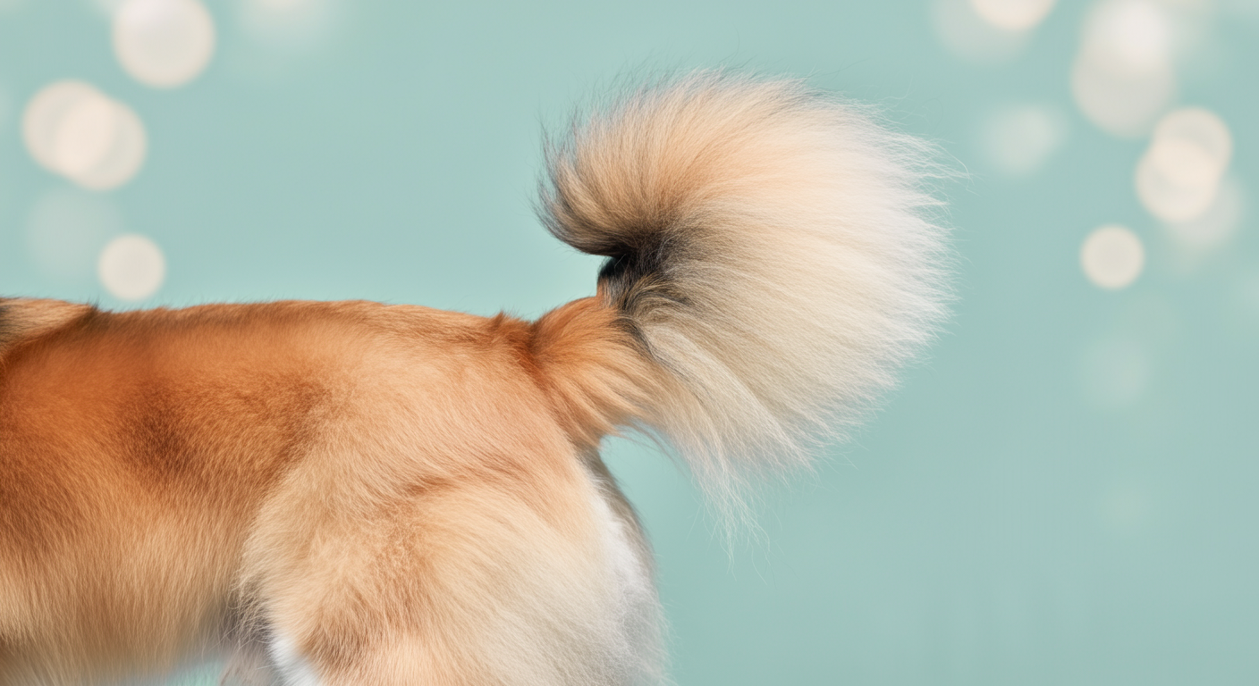 美しくブラッシングされた犬の尻尾のクローズアップ。