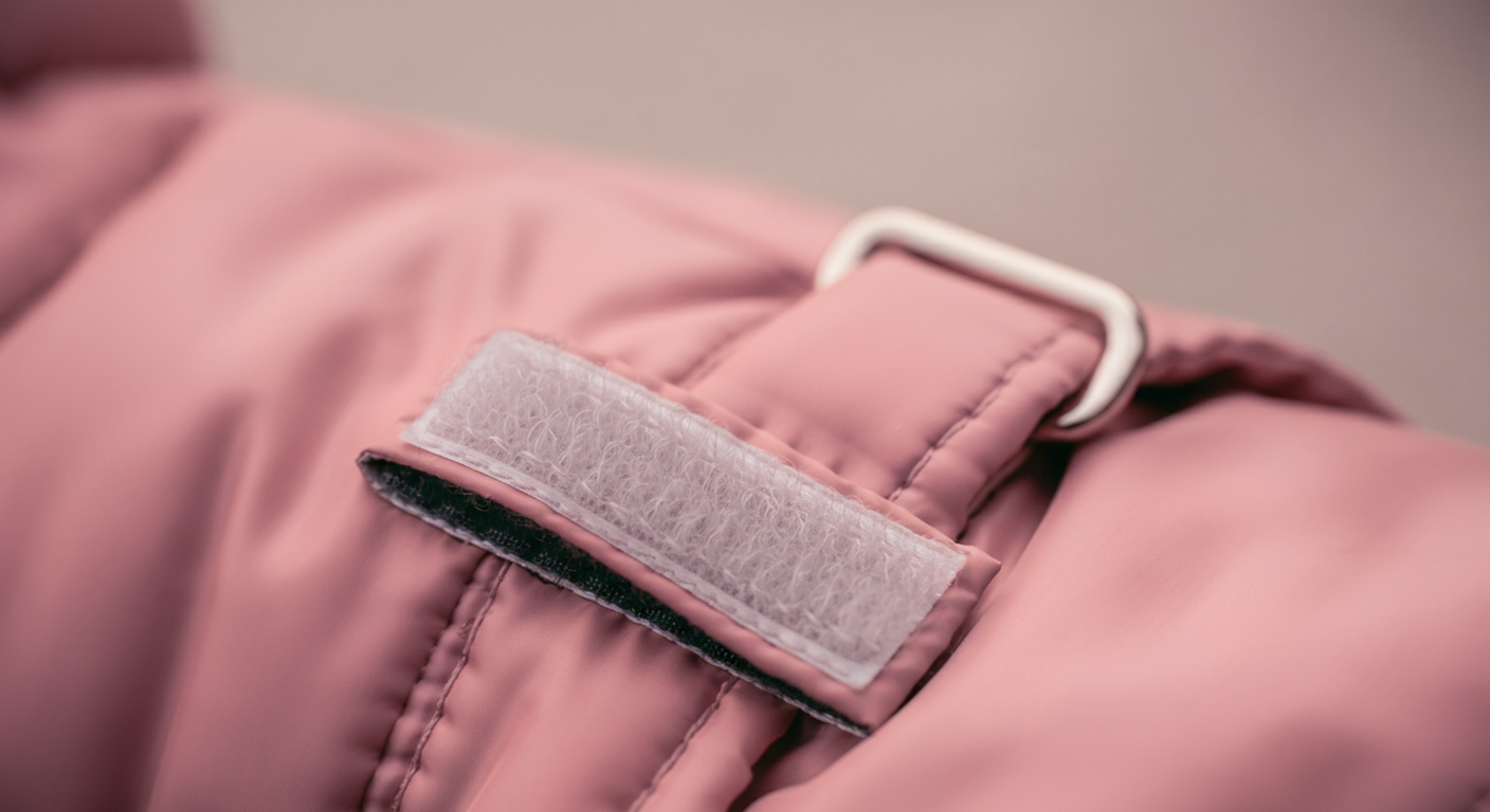 犬用の服に使われているマジックテープの留め具部分のアップ