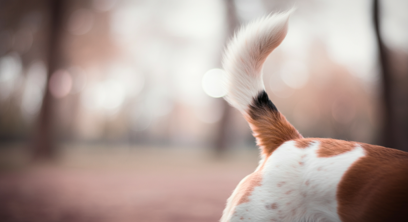 喜びで激しく振られている犬の尻尾を、モーションブラーで捉えた抽象的な写真