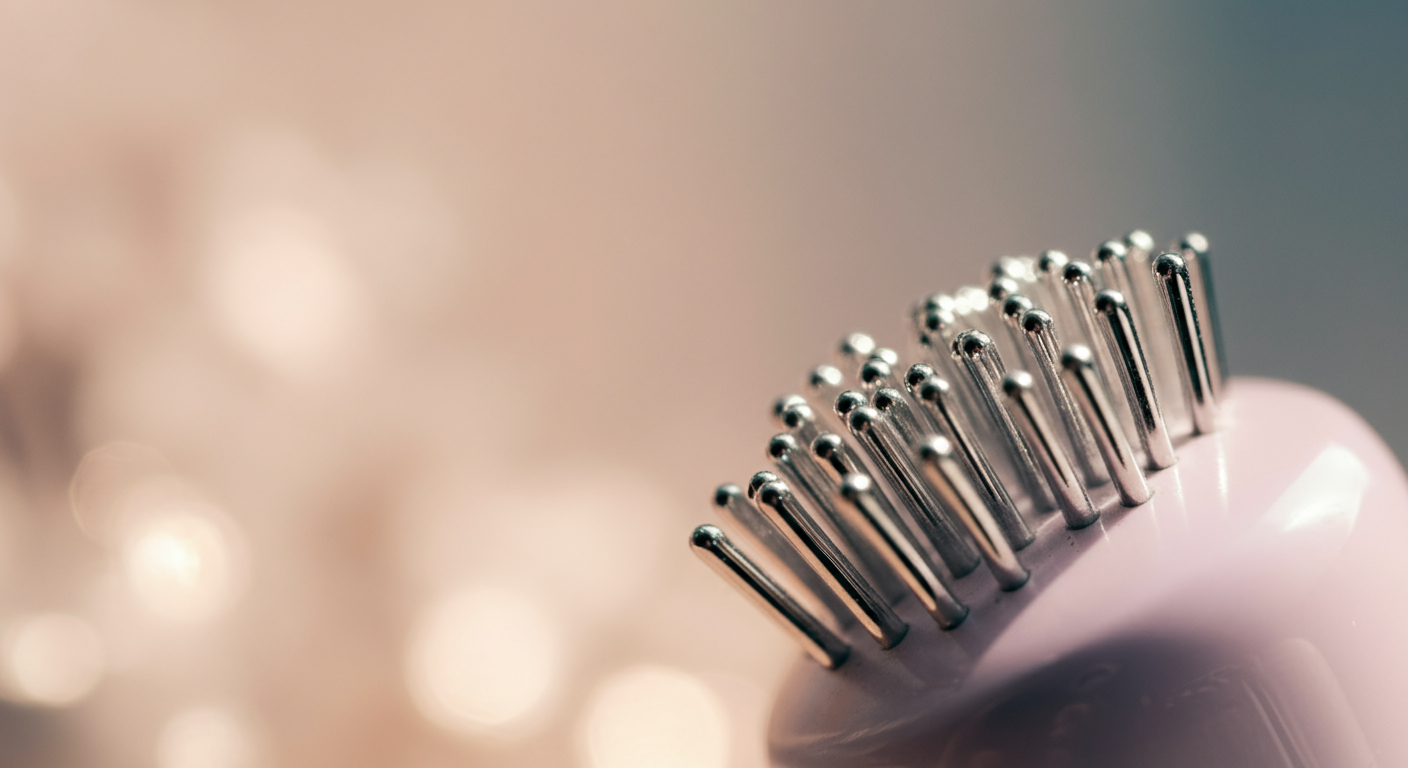 ピンブラシの先端が丸くなったピンのクローズアップ写真。