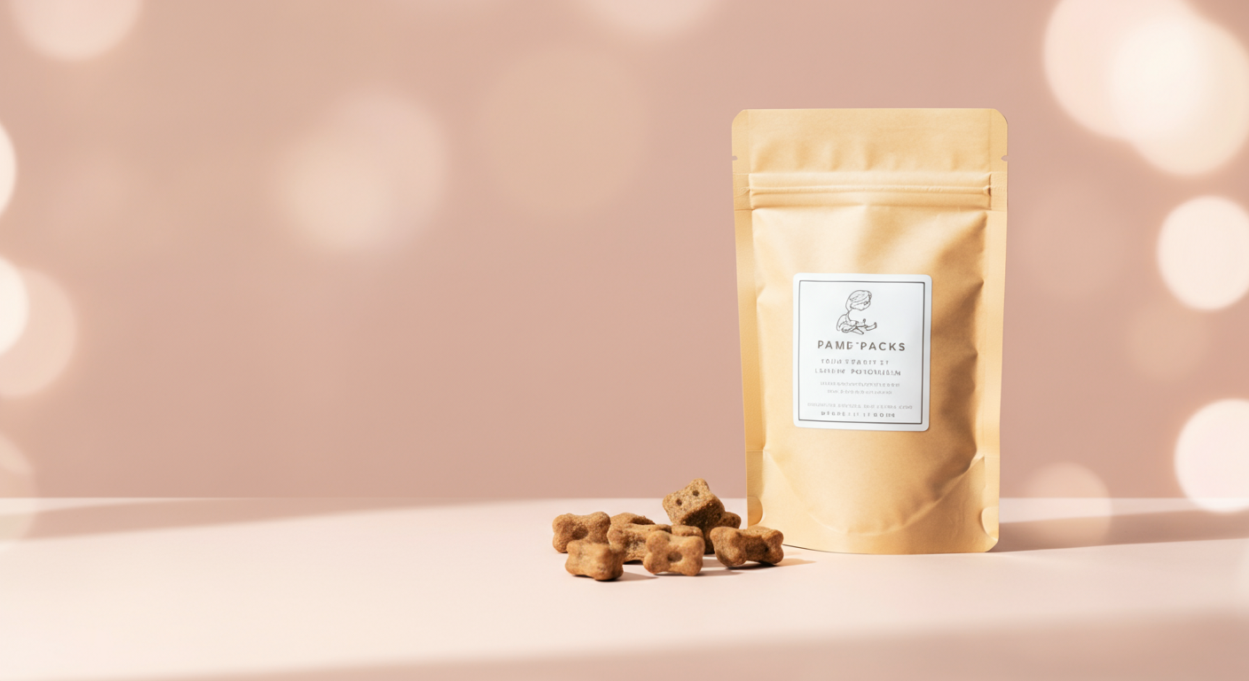 中身が少しだけ入った小さなトリーツポーチのクローズアップ