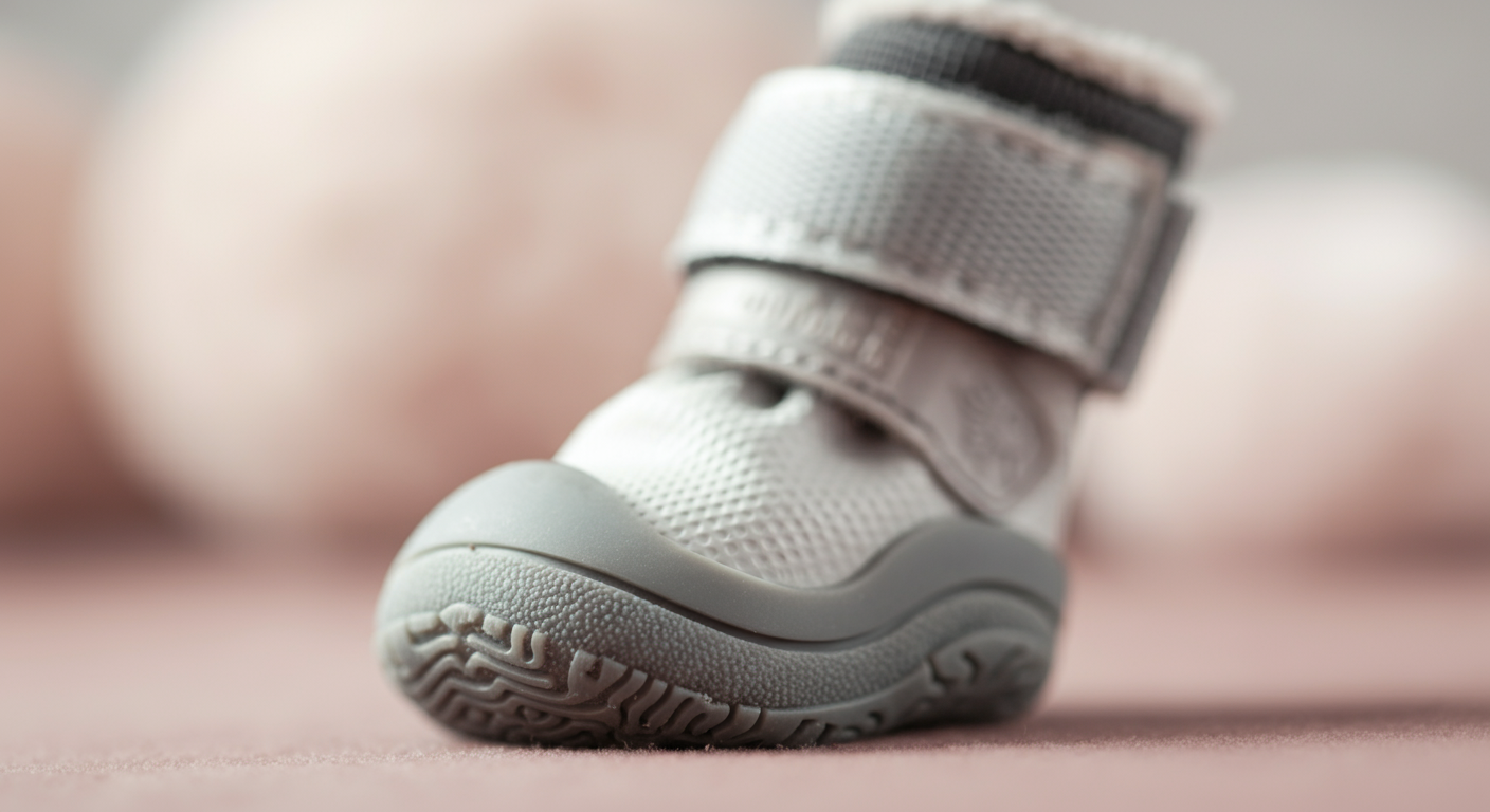 滑り止め加工が施された犬用靴の靴底のテクスチャを写したマクロ写真。