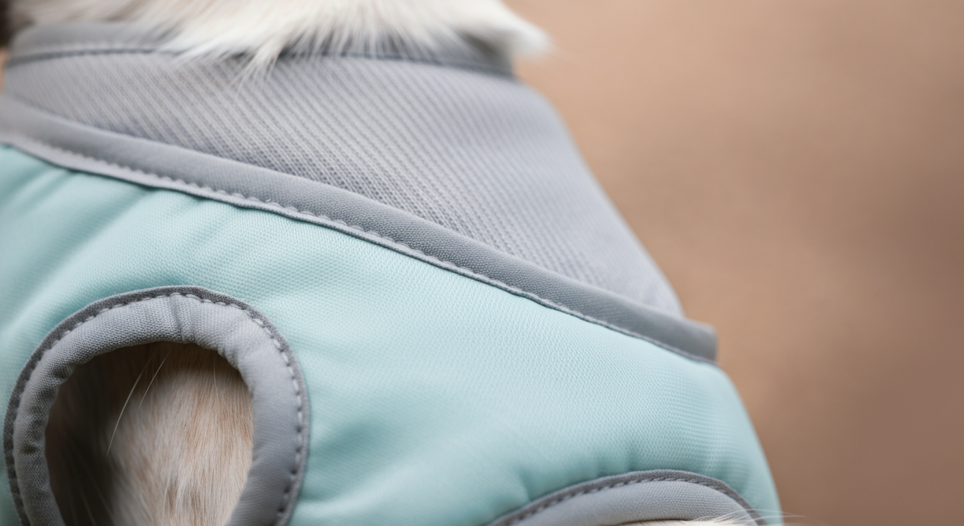 クールウェアの装飾がなく安全な縫い目の部分のクローズアップ