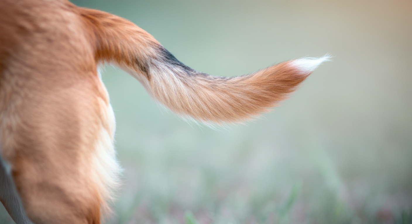 犬のしっぽが優しく揺れている様子のクローズアップ。