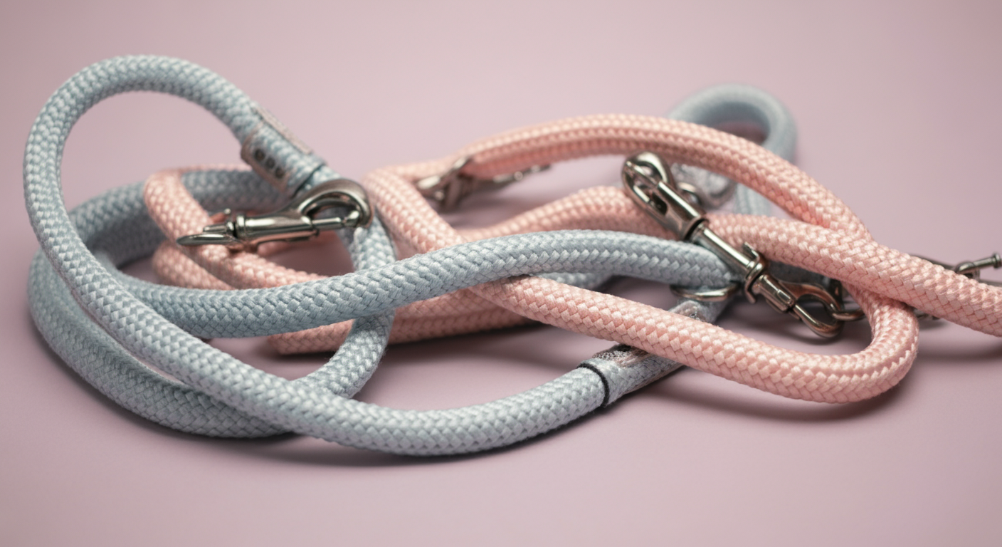 パステルカラーの複数のリードが絡み合っている抽象的な写真。