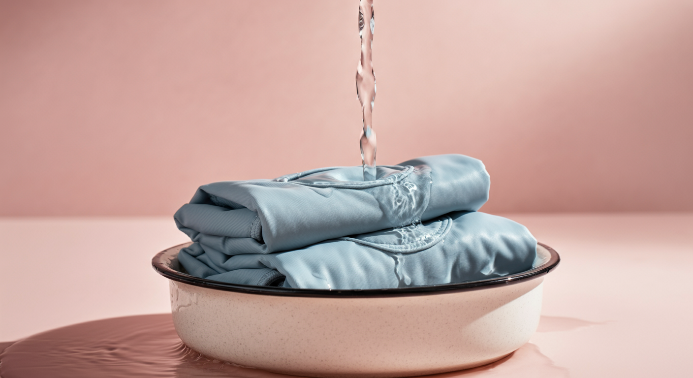 ボウルに入った犬用クールウェアに水が注がれている、清潔感のある写真。