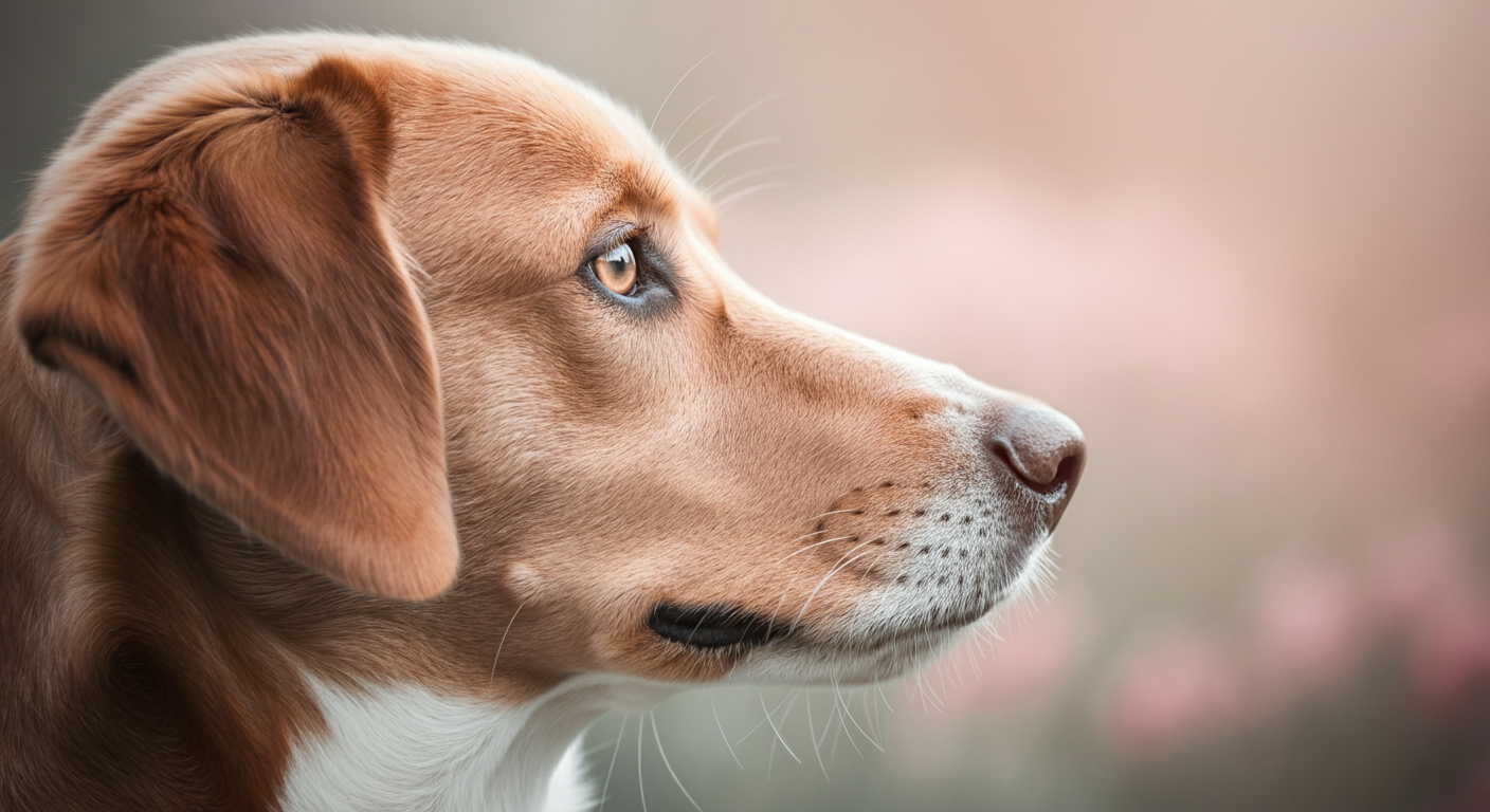 何かに向かって真剣な眼差しを向けている犬の横顔のクローズアップ