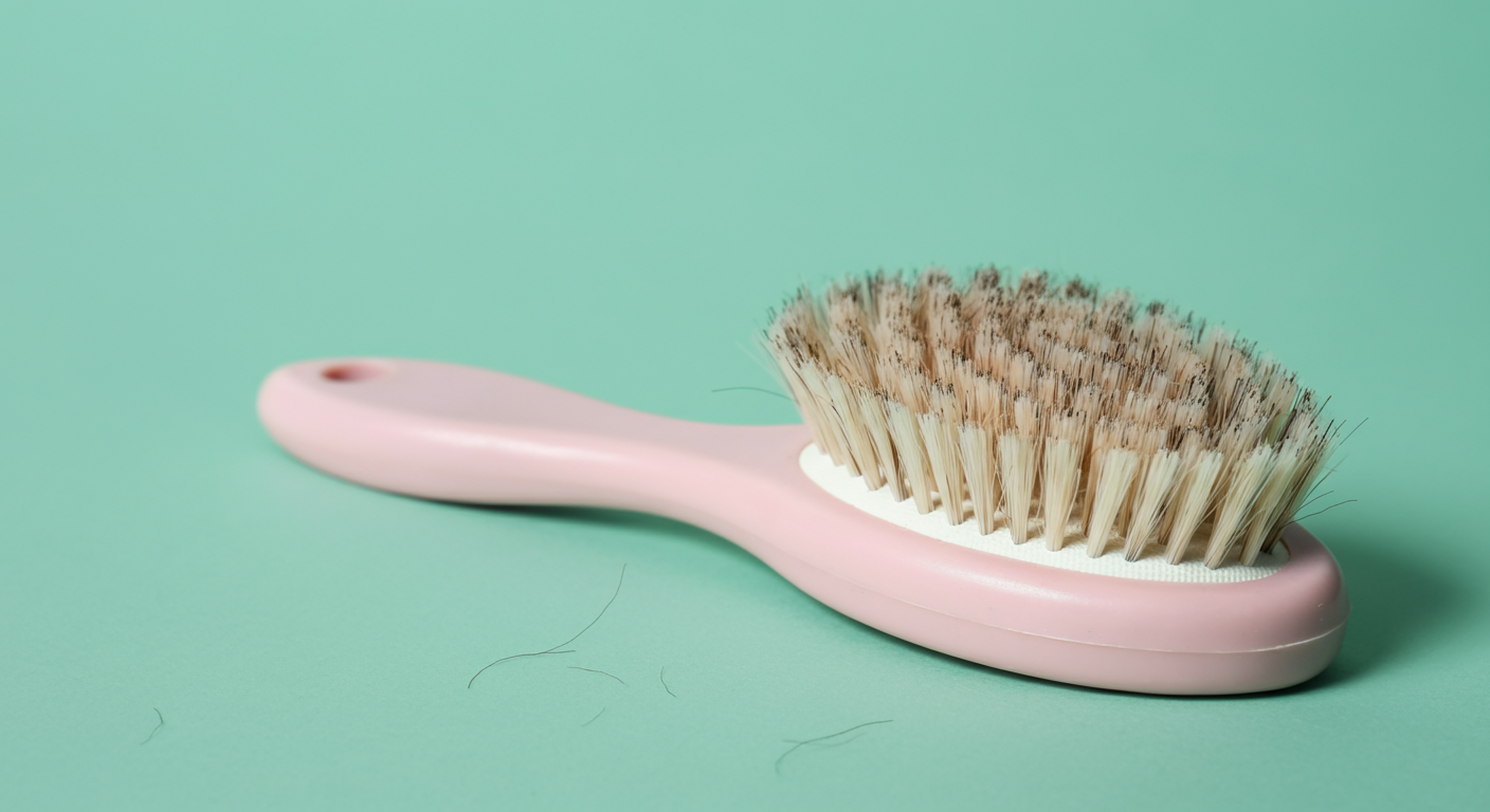 ミントグリーンの背景に置かれたラバーブラシのクローズアップ。