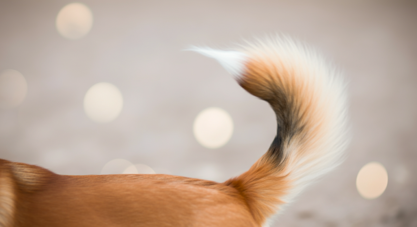 嬉しそうに振られる犬のしっぽの動きを捉えた、躍動感あふれる抽象的な写真。