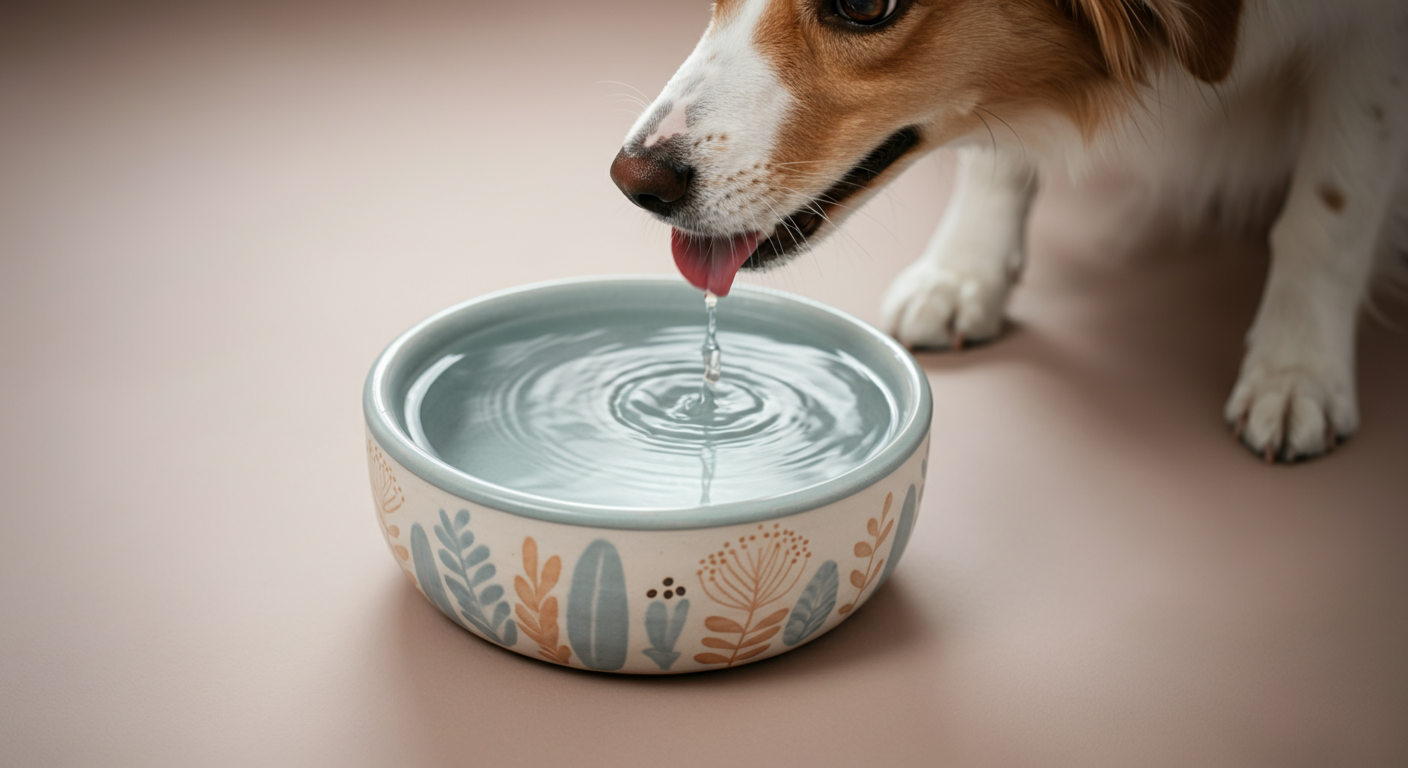 ドッグランで遊んだ後、新鮮な水が入ったボウルから水を飲もうとしている犬の鼻先のクローズアップ。リカバリーをイメージした写真。