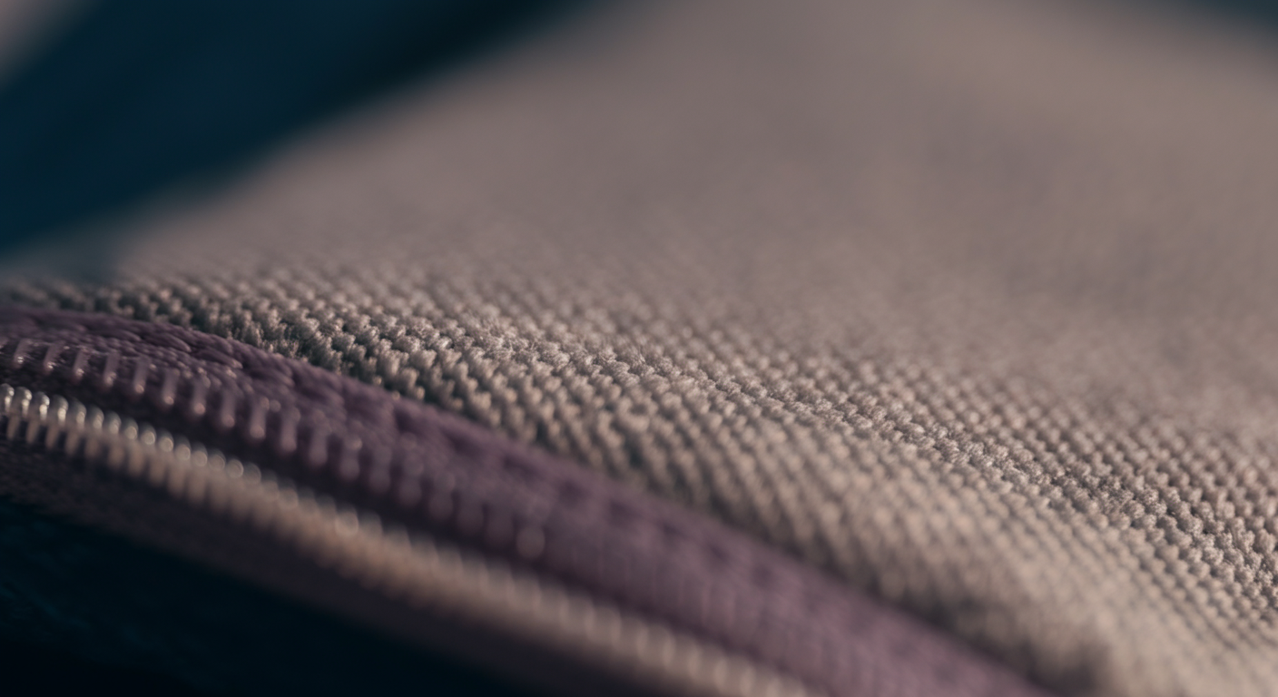 マナーポーチの内側に使われている消臭機能のある特殊な生地の質感を写したマクロ写真。