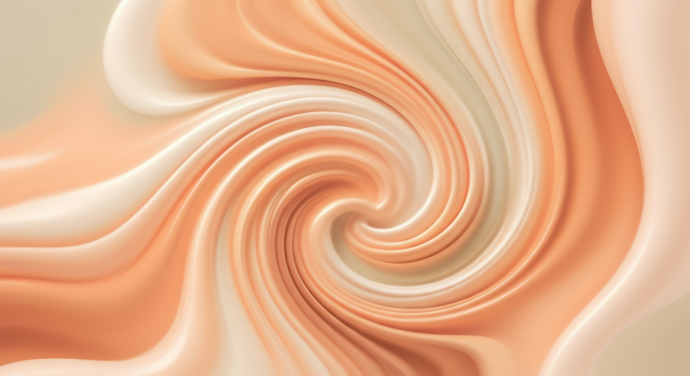 健やかで落ち着いた消化器系をイメージさせる、パステルカラーの渦巻き模様の抽象的な写真。