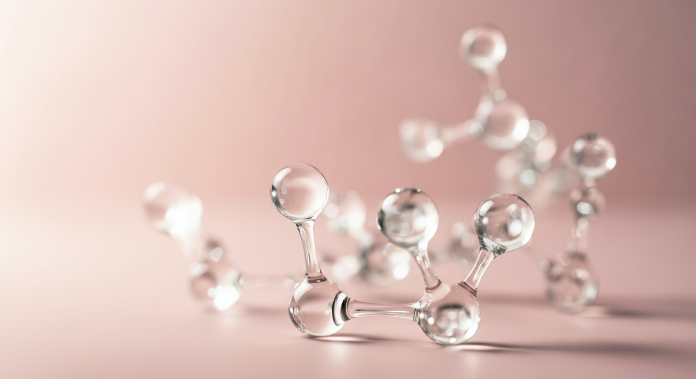 関節サポート成分の分子構造をイメージしたガラスのオブジェ