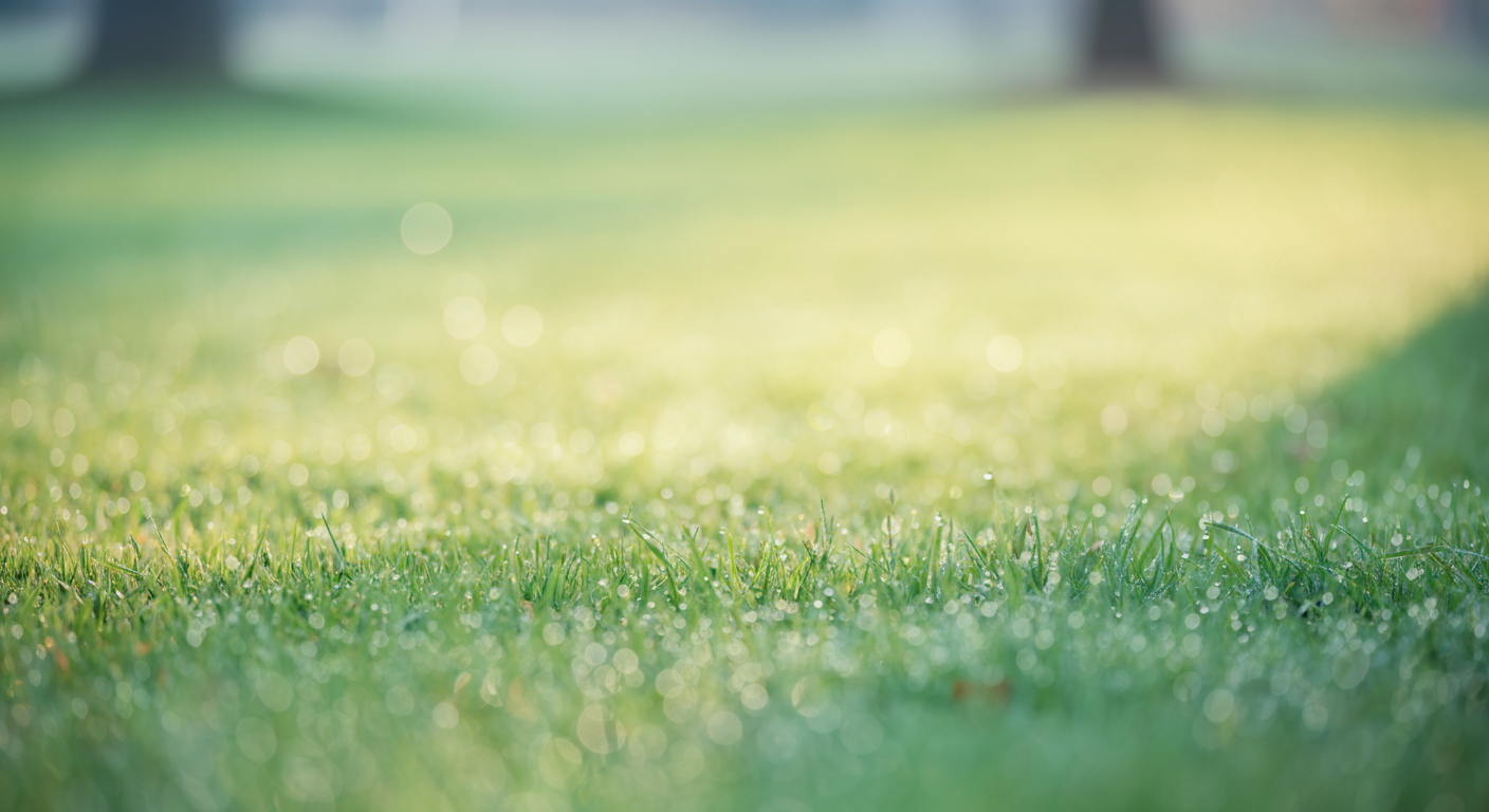 朝の光が差し込む、誰もいない静かなドッグランの隅の風景。
