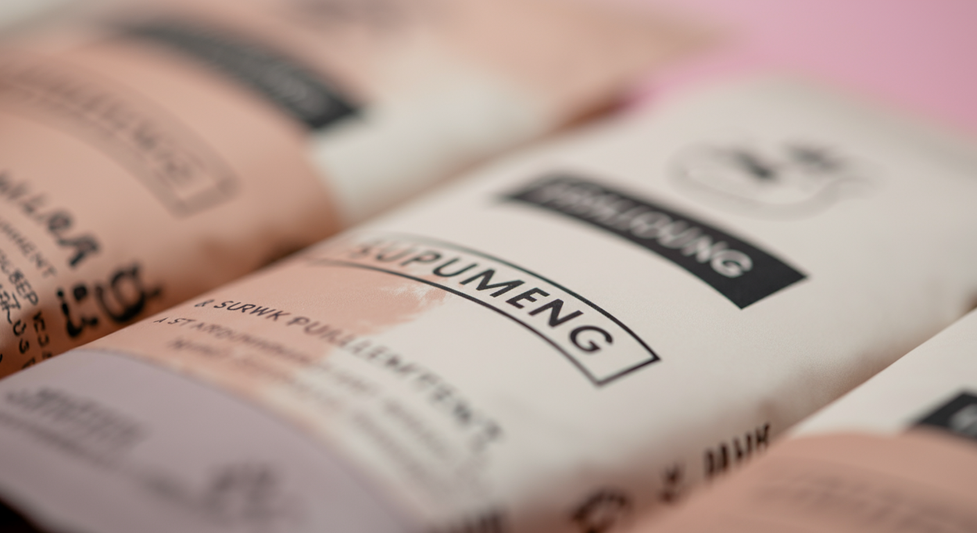 高品質なペット用サプリメントのパッケージのクローズアップ。パステルカラーのミニマルで信頼感のある写真。