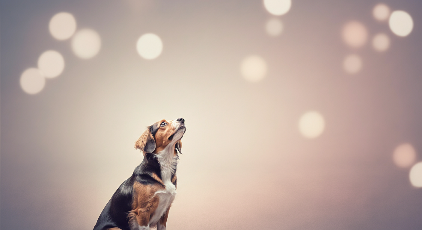 飼い主の足元に座り、飼い主を見上げている犬の横顔