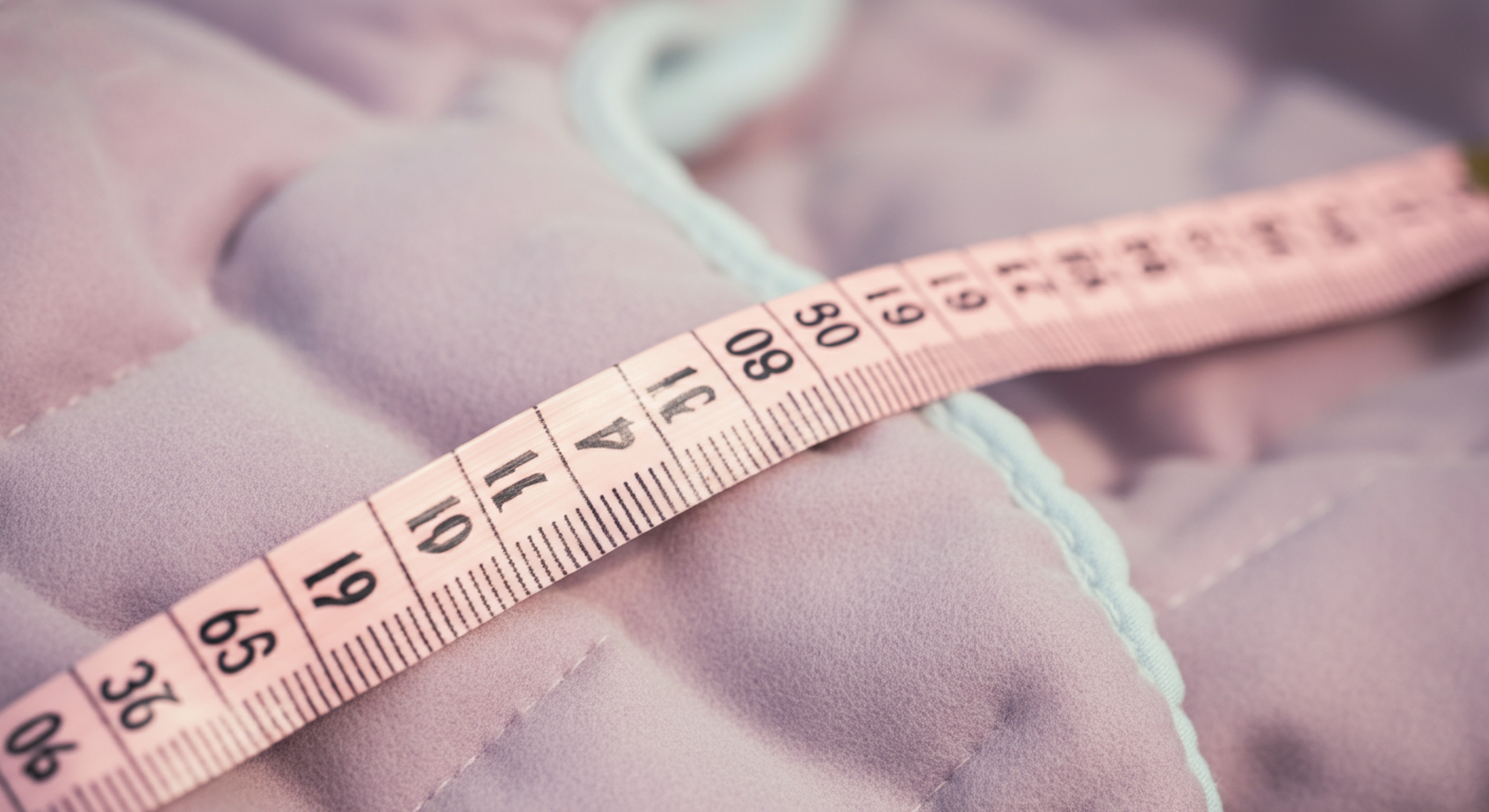 犬の体に優しく当てられたパステルカラーのメジャー