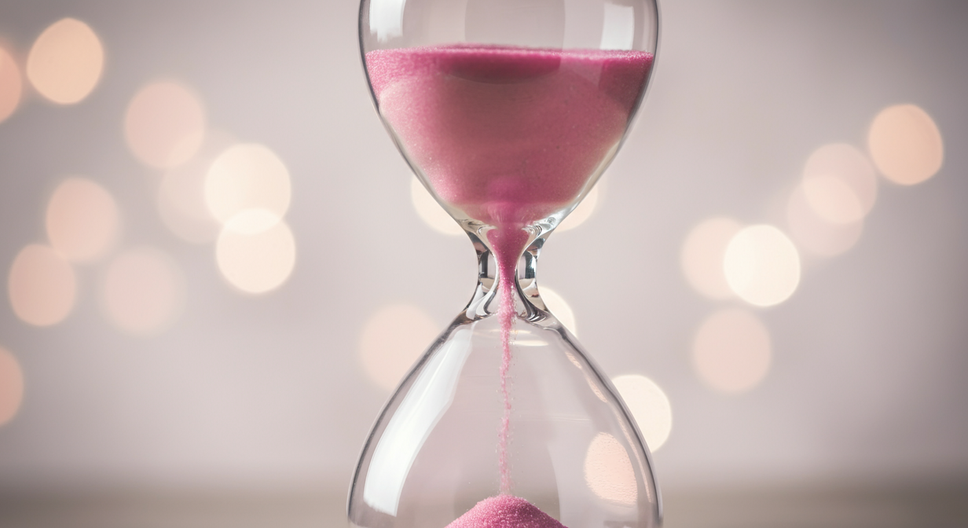 パステルカラーの砂が落ちる砂時計のクローズアップ