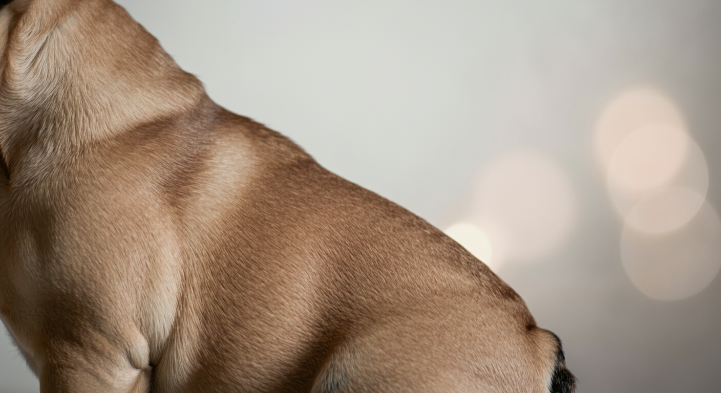 滑らかな犬の短毛の背中のラインを捉えた、光と影が美しい写真