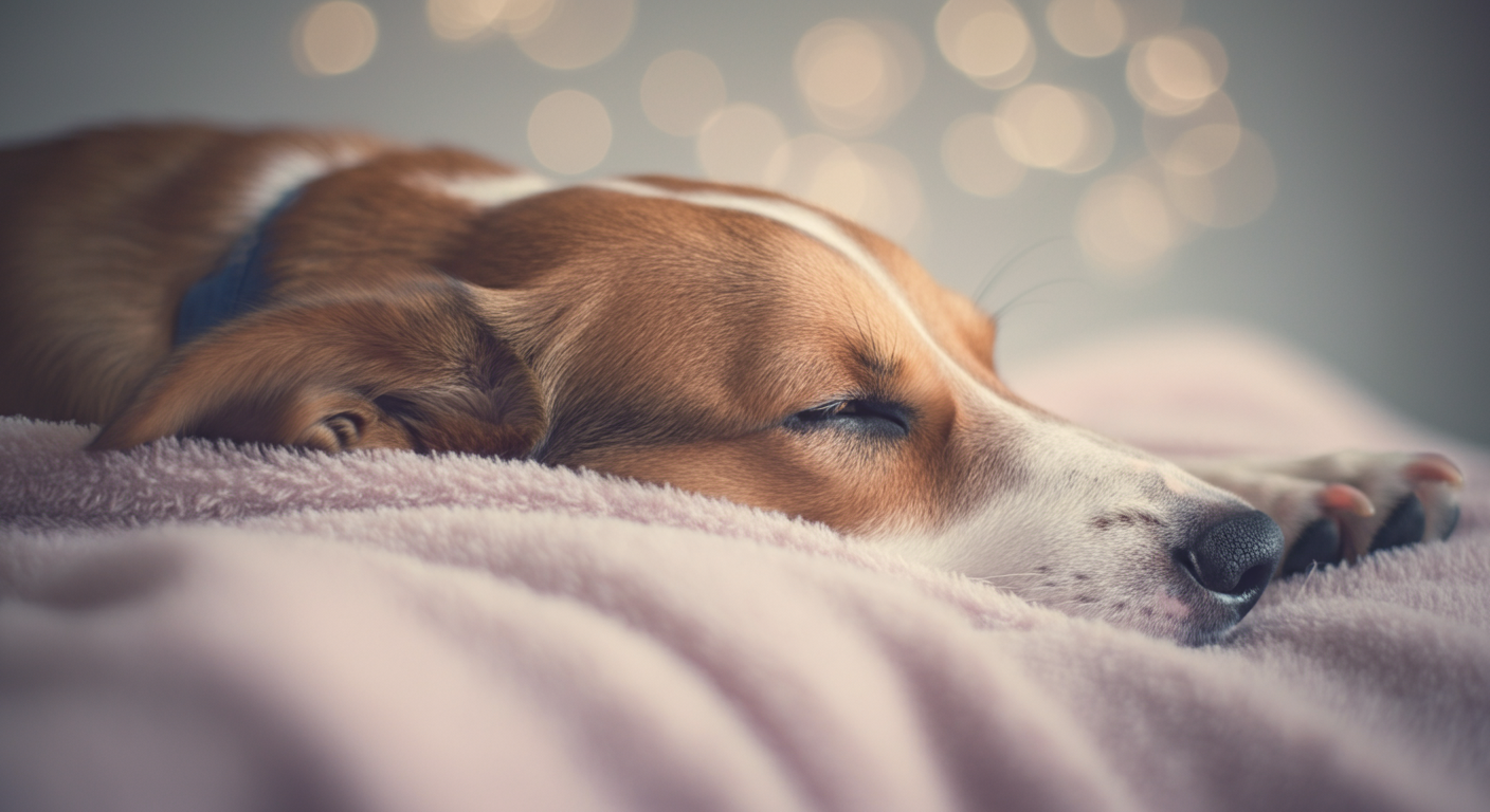 柔らかいブランケットの上で安らかに眠る犬の鼻と足のクローズアップ