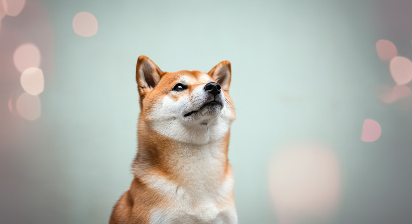 飼い主をじっと見上げて、集中してお座りをしている犬