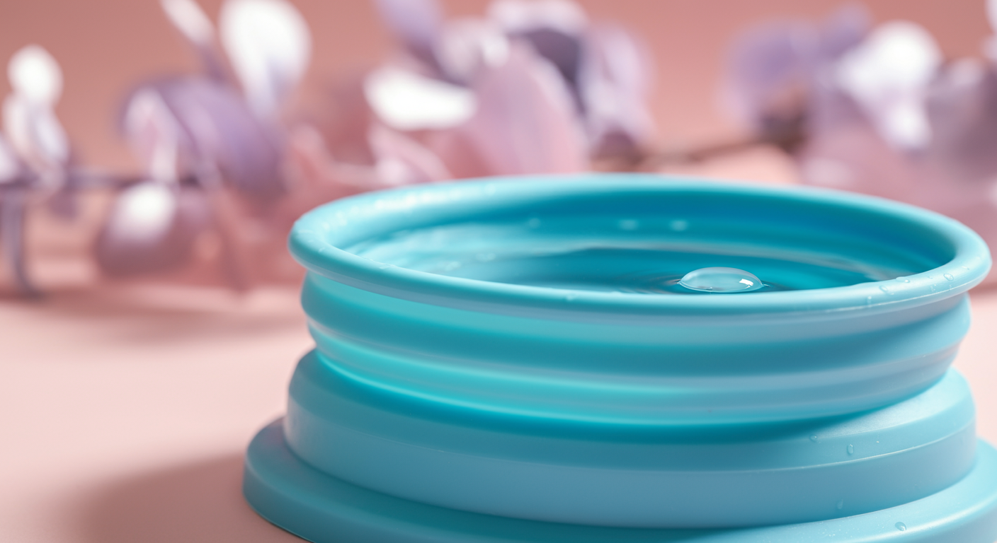 清潔なシリコン製の折りたたみ式ドッグボウルのマクロ撮影