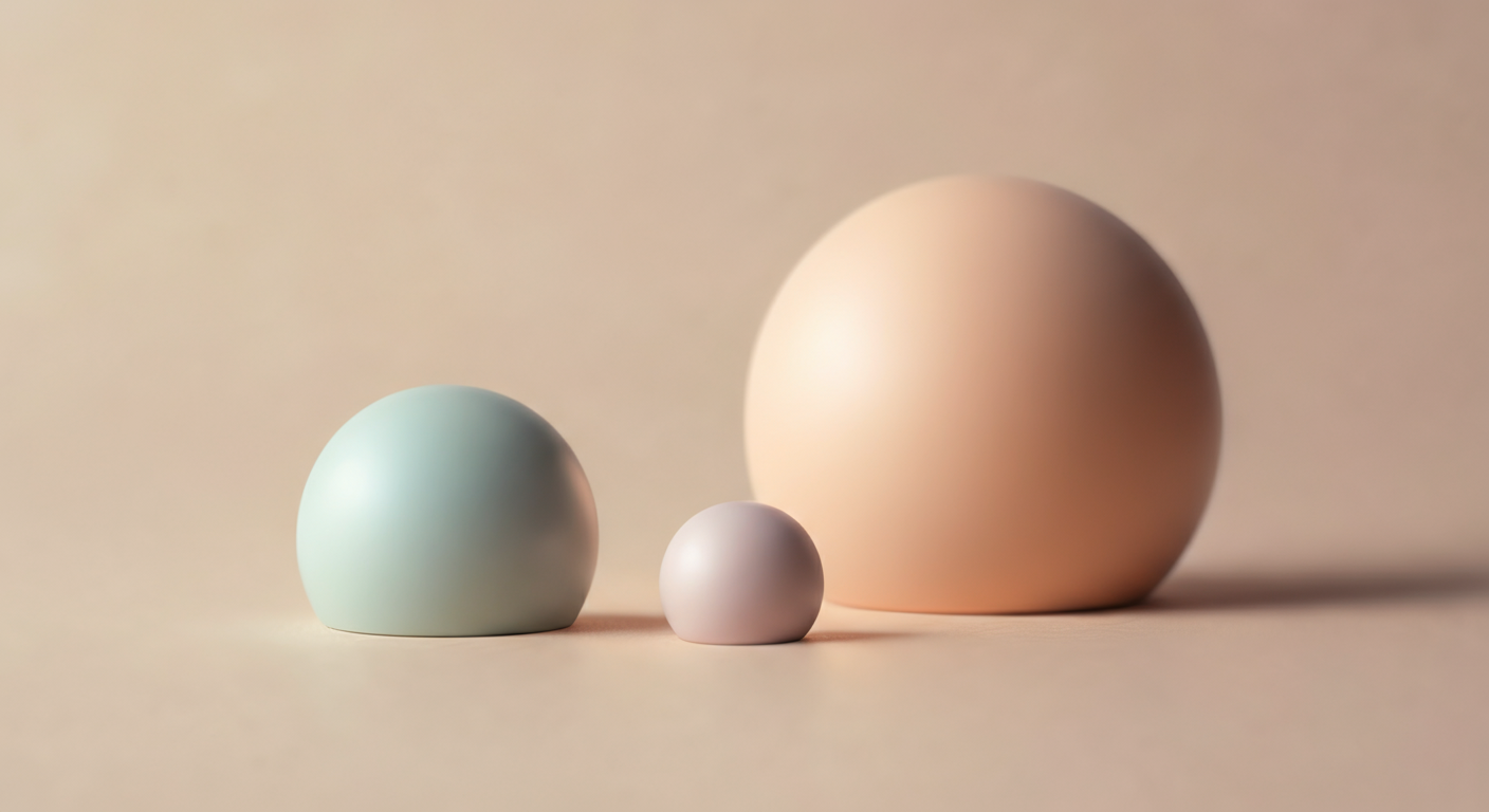 大きさの違うパステルカラーの円が並んでいる抽象的なイメージ。