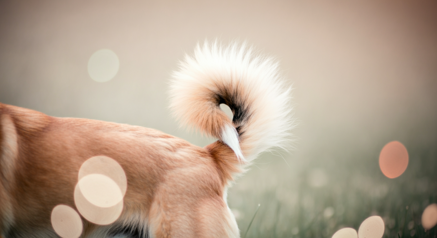 遠くから観察しているかのような、ぼやけた背景にいる犬のシルエットの一部