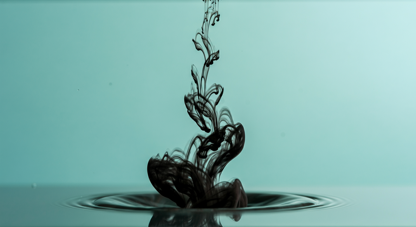 水中でインクが広がる様子を捉えた、活性酸素をイメージさせる抽象的な写真