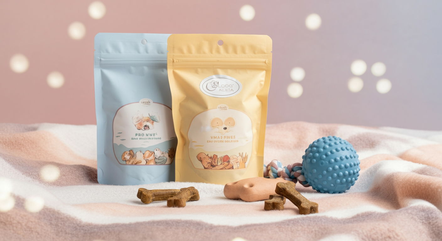 柔らかいブランケットの上に並べられた、楽しげな音の出るおもちゃと特別なおやつ。