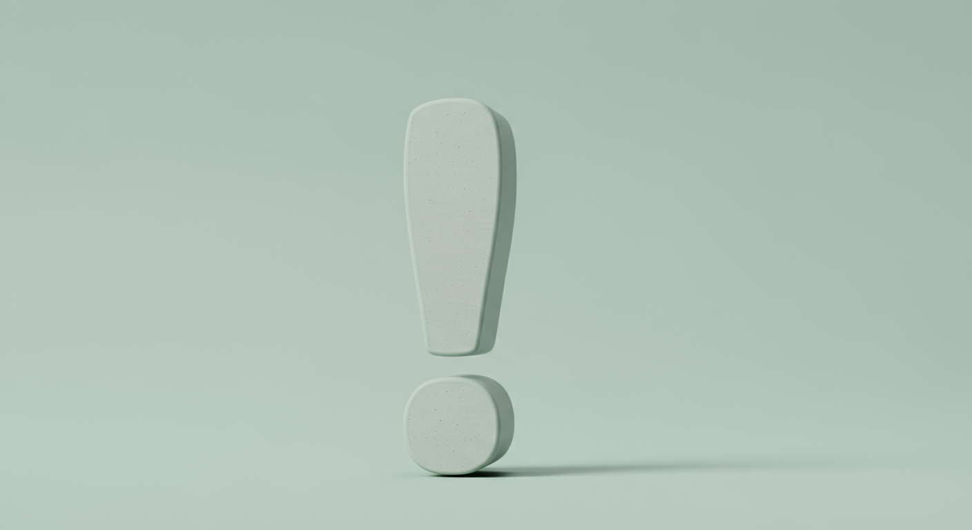 注意を促す、柔らかい素材で作られたビックリマークのオブジェ。