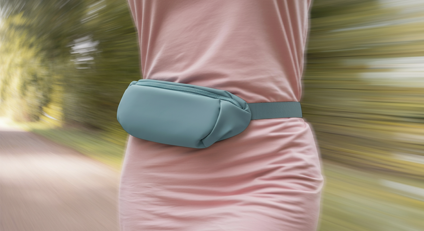 ランニング中でも体にフィットして揺れない、ウエストポーチ型のマナーポーチ