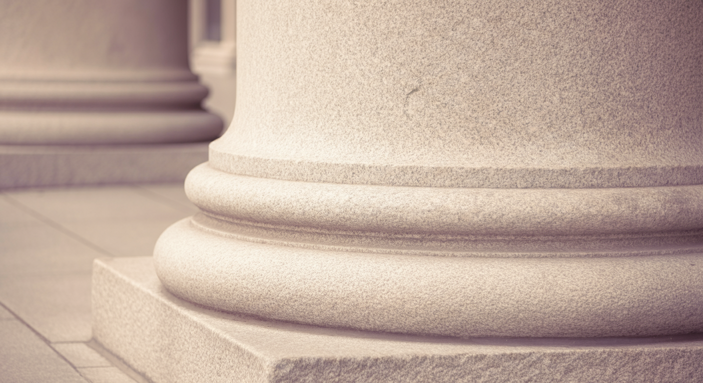 大きな石柱の頑丈な土台部分のクローズアップ