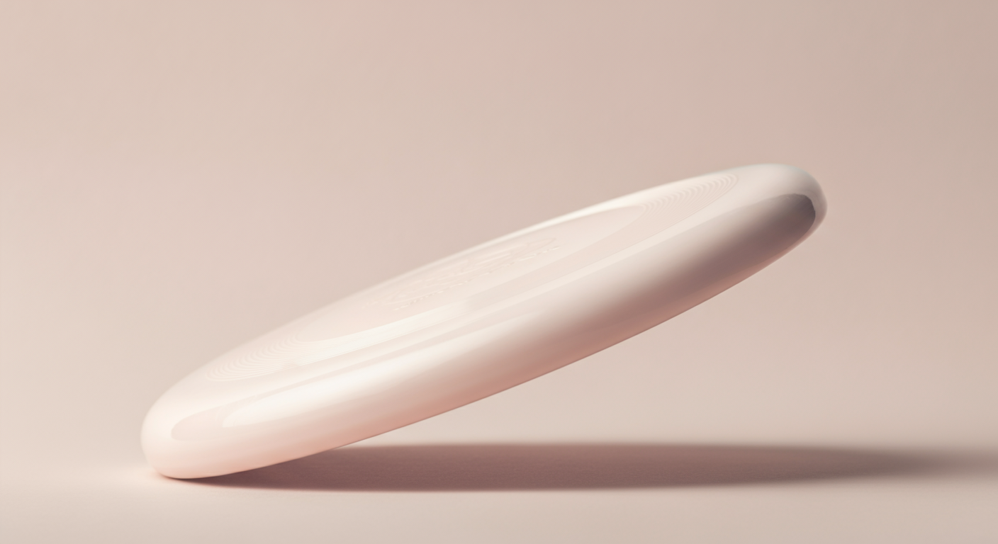 滑らかな表面に光が反射しているプラスチック製フリスビーの曲線