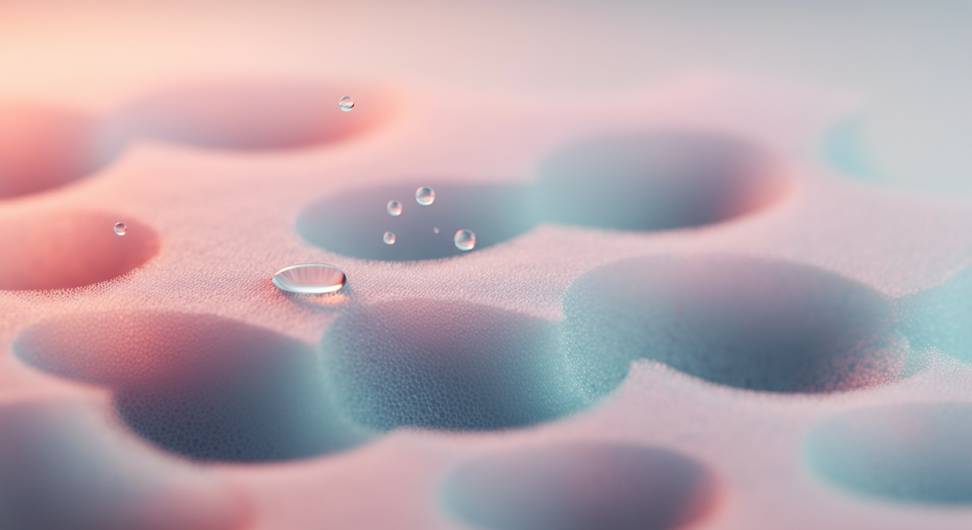 スポンジのような構造物のクッション性のある質感を強調したクローズアップ