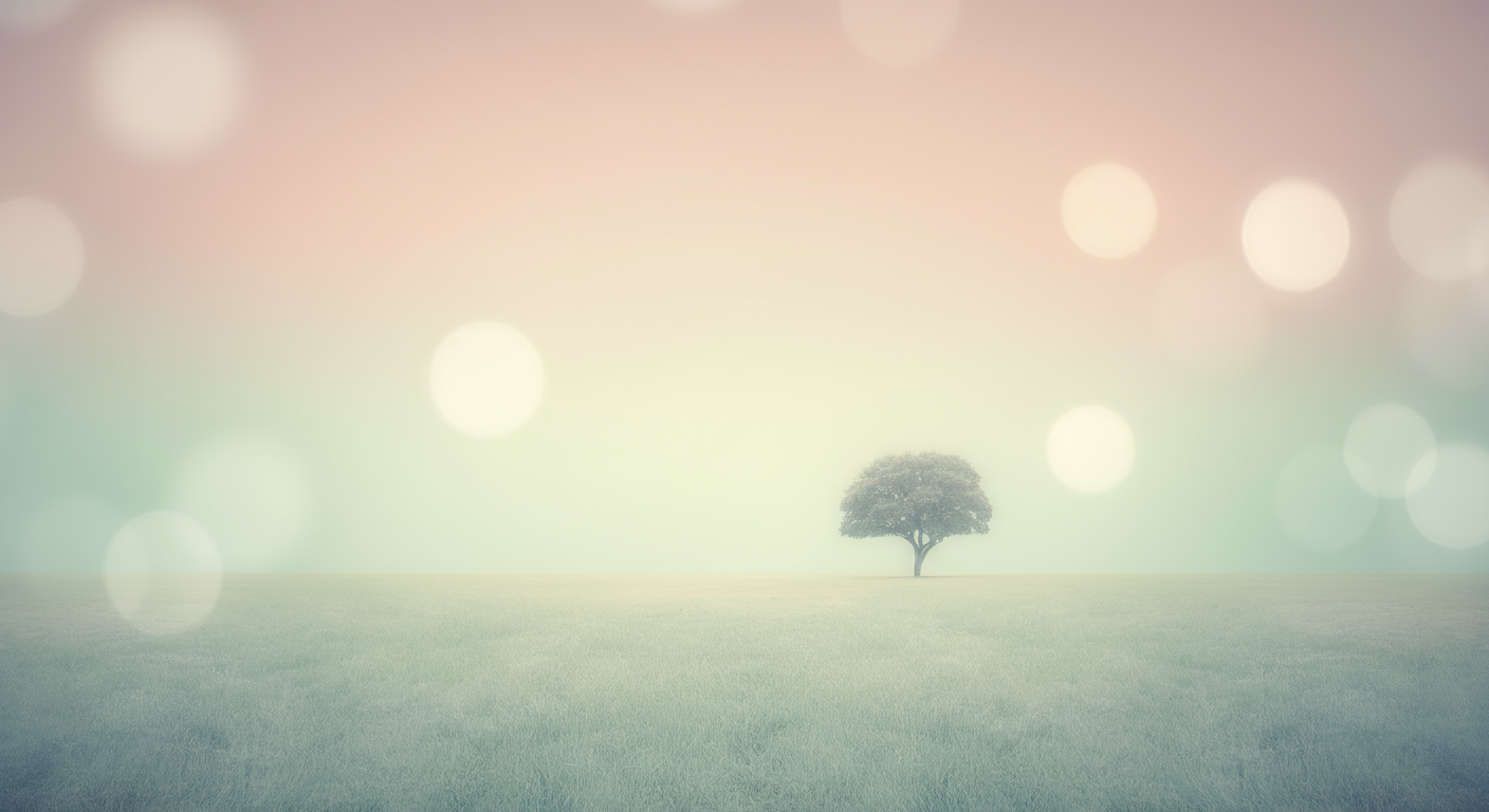 広大な緑の野原に一本だけ木が立っている風景写真。広さと見通しの良さを表現している。