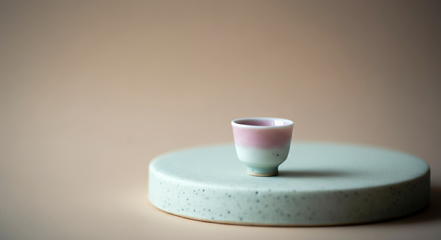 安定した台の上に置かれた、小さく繊細な磁器